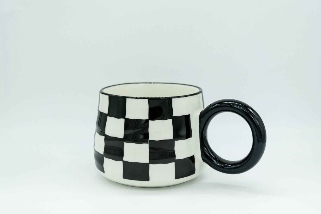 Black & White Stripe Ceramic Coffee Mug - Social Espresso