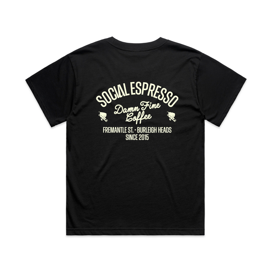 'Core' women's t-shirt, back view, Social Espresso merch