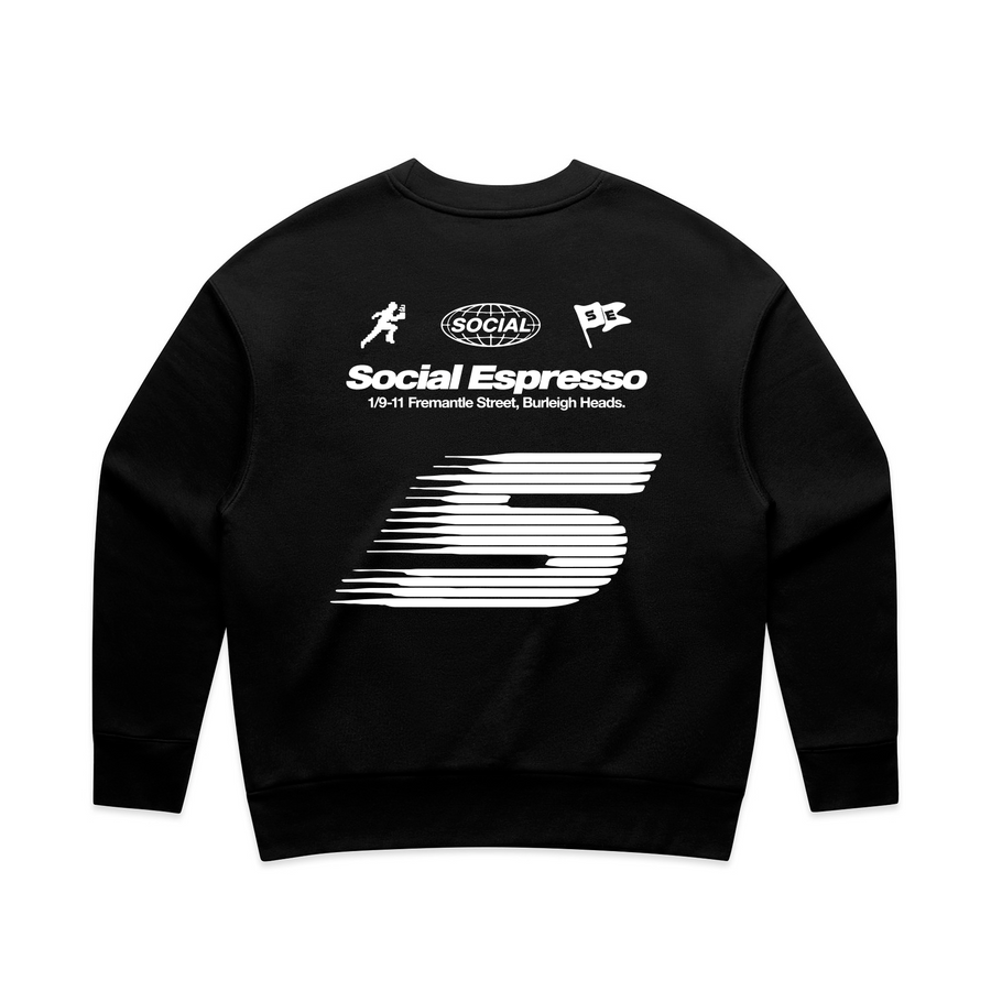 'Fast' faded relaxed jumper, women's, back view, Social Espresso merch